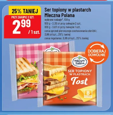 Ser topiony w plastrach Tost Mleczna Polana promocja w POLOmarket