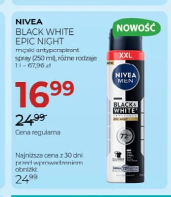 Antyperspirant męski spray Nivea Black White Epic Night promocja w Drogerie Jawa