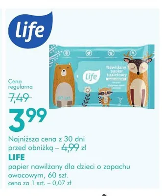 Papier nawilżany dla dzieci o zapachu owocowym LIFE promocja w Super-Pharm