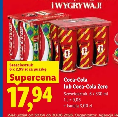 Napój gazowany Coca-Cola Zero 6-pak promocja w Lidl