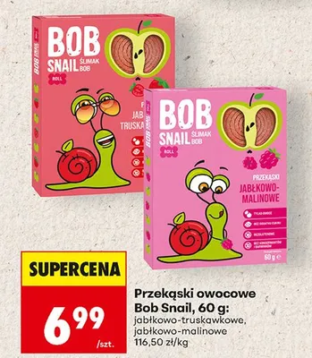Przekąski owocowe Bob Snail jabłkowo-truskawkowe 60g promocja w Biedronka