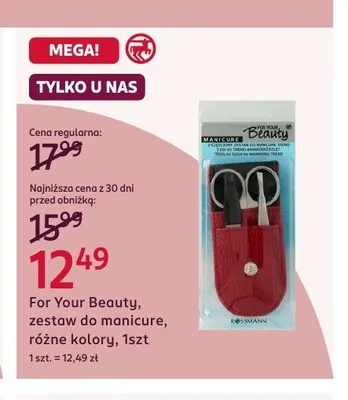 Zestaw do manicure For Your Beauty promocja w Rossmann