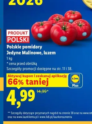 Pomidory malinowe polskie Jedyne promocja w Lidl