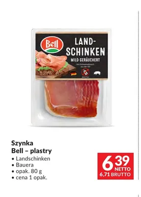 Szynka Bauera Bell plastry promocja w Makro