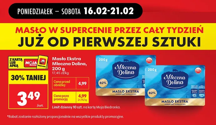 Masło ekstra 82% promocja w Biedronka