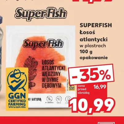 Łosoś atlantycki wędzony w dymie dębowym w plastrach Superfish promocja w Kaufland