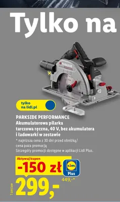Akumulatorowa pilarka tarczowa ręczna Parkside Performance promocja w Lidl