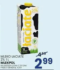 Mleko łaciate 2% promocja w Wafelek