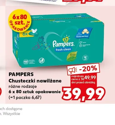 Chusteczki nawilżane Pampers Fresh Clean 6-pak promocja w Kaufland