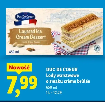 Lody warstwowe o smaku crème brûlée promocja w Lidl