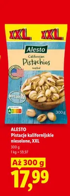 Pistacje kalifornijskie niesolone XXL Alesto promocja w Lidl