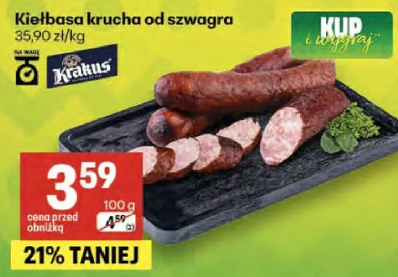Kiełbasa krucha od szwagra promocja w Delikatesy Centrum