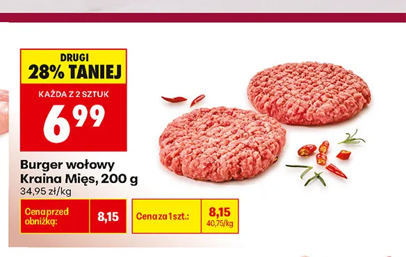 Burger wołowy Kraina Mięs promocja w Biedronka