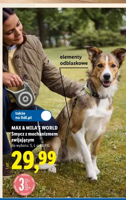 Smycz z mechanizmem zwijającym L Max & Mila's World promocja w Lidl
