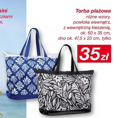 Torba plażowa ok. 60x35cm dno ok. 47,5x23cm promocja w KiK