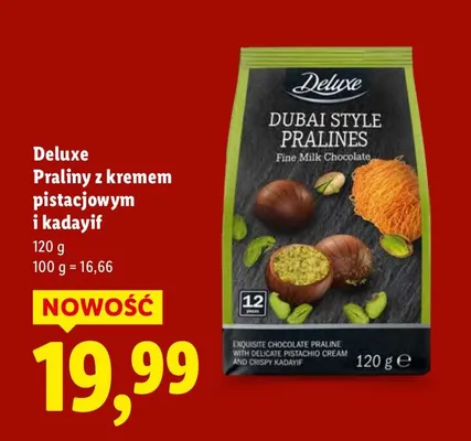 Praliny z kremem pistacjowym i kadayif promocja w Lidl
