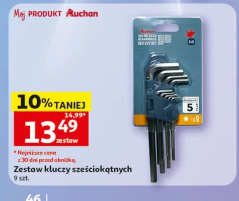 Zestaw kluczy sześciokątnych Auchan 9-pak promocja w Auchan