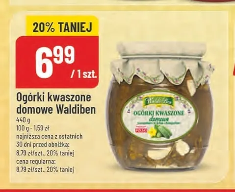 Ogórki kwaszone domowe Waldiben promocja w POLOmarket