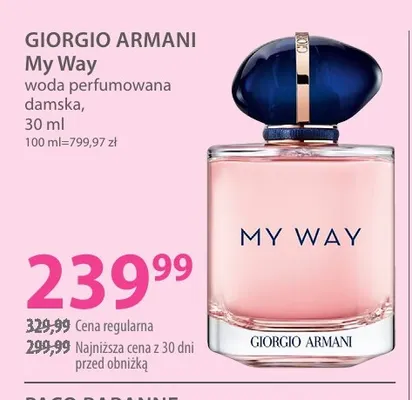 Woda perfumowana damska My Way Giorgio Armani promocja w Hebe