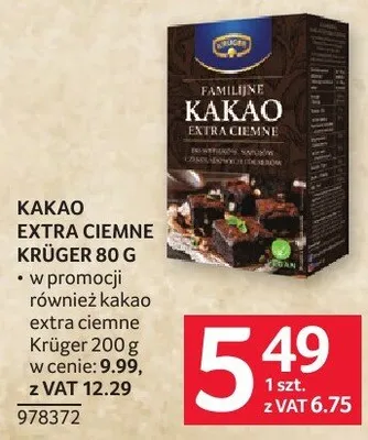 Kakao extra ciemne Krüger 80 g promocja w Selgros