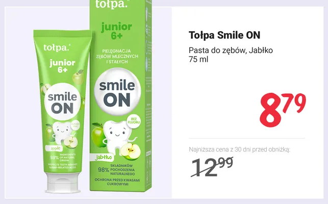 Pasta do zębów jabłko Tołpa Smile ON promocja w Rossmann