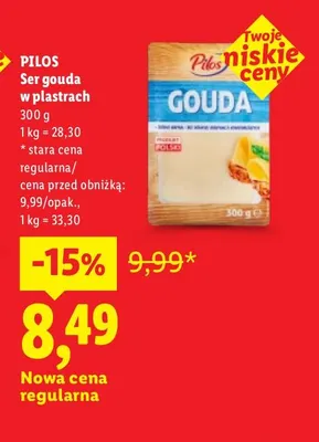 Ser gouda w plastrach Pilos promocja w Lidl