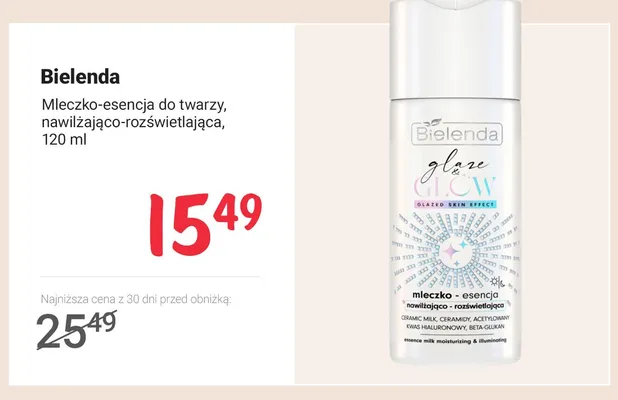 Mleczko-esencja do twarzy Bielenda Glaze & Glow promocja w Rossmann
