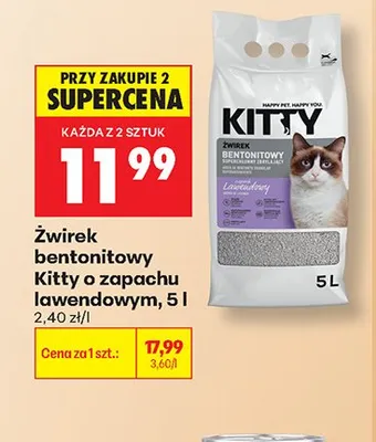 Żwirek bentonitowy Kitty o zapachu lawendowym promocja w Biedronka