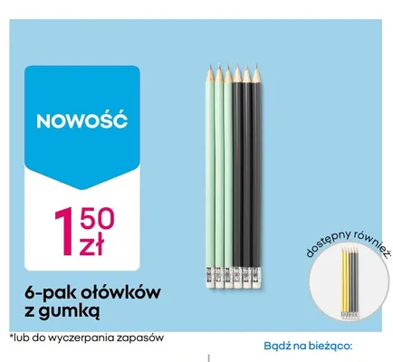 Ołówki z gumką 6-pak promocja w Pepco