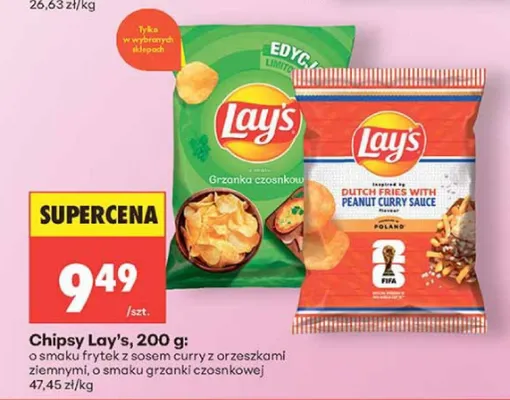 Chipsy Lay's o smaku frytek z sosem curry z orzeszkami ziemnymi promocja w Biedronka