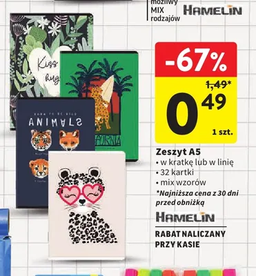 Zeszyt A5 w kratkę Hamelin 32 kartki promocja w Intermarche