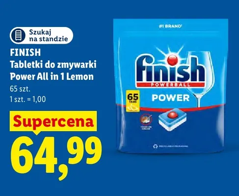 Tabletki do zmywarki Finish Power All in 1 Lemon promocja w Lidl