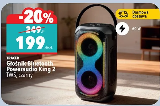 Głośnik Bluetooth Poweraudio King 2 TWS czarny promocja w Biedronka