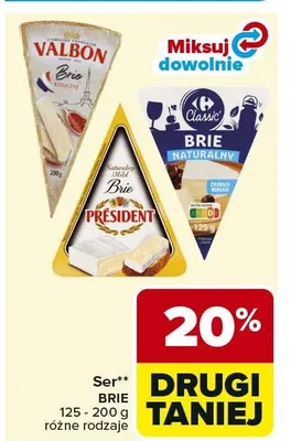 Ser BRIE President, Valbon, Carrefour 125-200g różne rodzaje promocja w Carrefour Market