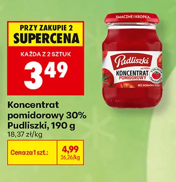Koncentrat pomidorowy 30% Pudliszki promocja w Biedronka