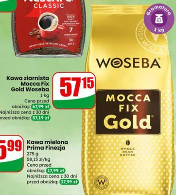 Kawa ziarnista Mocca Fix Gold Woseba promocja w Dino
