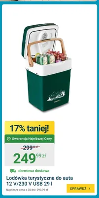 Lodówka turystyczna do auta 12V/230V USB 29 l promocja w ERLI