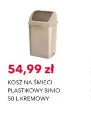 Kosz na śmieci plastikowy Binio 50 l kremowy promocja w Nela