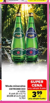 Woda mineralna gazowana w szkle Ostromecko promocja w Carrefour