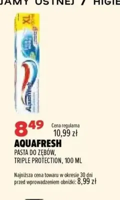Pasta do zębów Triple Protection Aquafresh promocja w Drogerie Natura