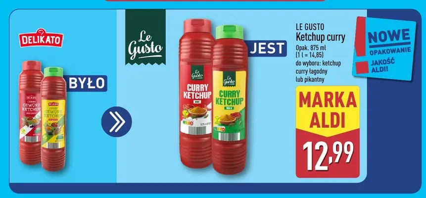 Ketchup curry pikantny Le Gusto promocja w Aldi