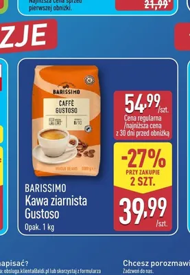 Kawa ziarnista Gustoso Barissimo promocja w Aldi