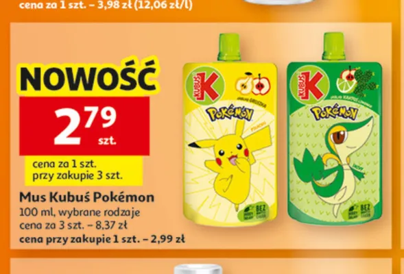 Mus Kubuś Pokémon jabłko gruszka banan promocja w Auchan