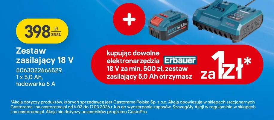 Zestaw zasilający 18V promocja w Castorama