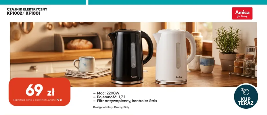 Czajnik elektryczny Amica KF1002 promocja w Max Elektro
