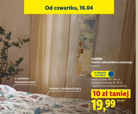 Pościel z mikrowłókna satynowego 140x200 cm + 70x80 cm promocja w Lidl