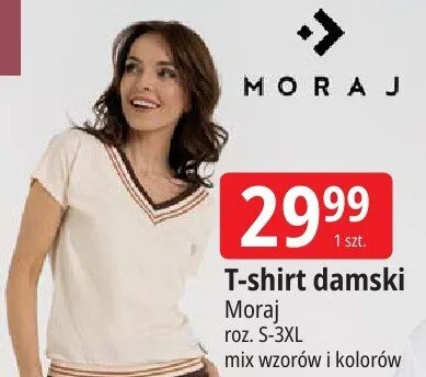 T-shirt damski Moraj roz. S-3XL mix wzorów i kolorów promocja w Leclerc