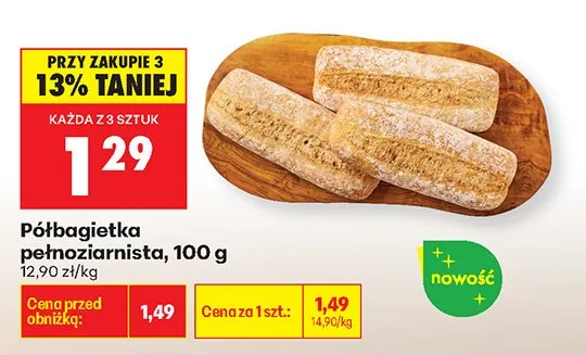 Półbagietka pełnoziarnista promocja w Biedronka