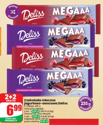 Czekolada mleczna jogurtowo-wiśniowa Deliss promocja w Dino