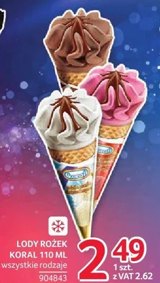 Lody rożek Koral 110ml wszystkie rodzaje promocja w Selgros